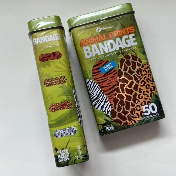 Set of 2 Bioswiss Animal Print Adhesive Bandages Tin Box 50 count each - Picture 3 of 4